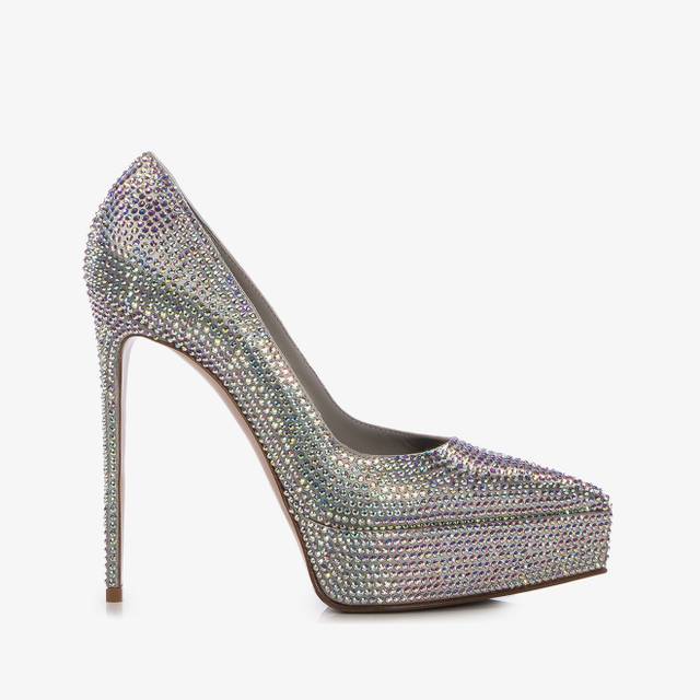 Le Silla Décolleté con plateau raso e Cristalli argento