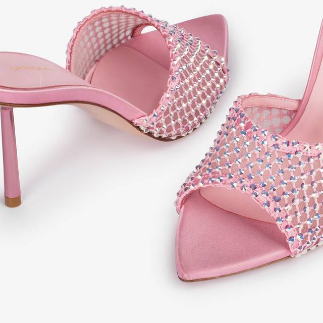 Le Silla Sandalo mule gioiello rete rosa dea con Cristalli Promozione Limitata
