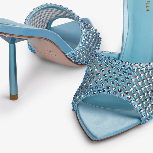 Le Silla Sandalo mule gioiello rete azzurro cielo con Cristalli Fino Al -60%
