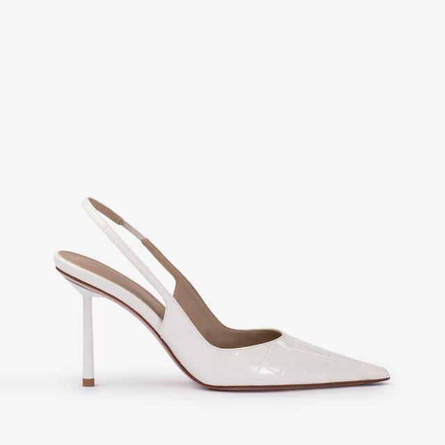 Le Silla Slingback stampa coccodrillo bianca carta In Linea