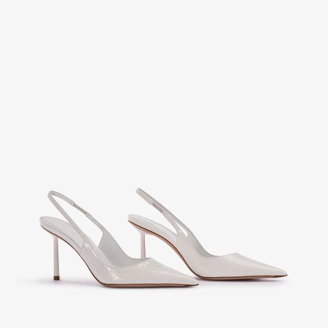 Le Silla Slingback stampa coccodrillo bianca carta In Linea