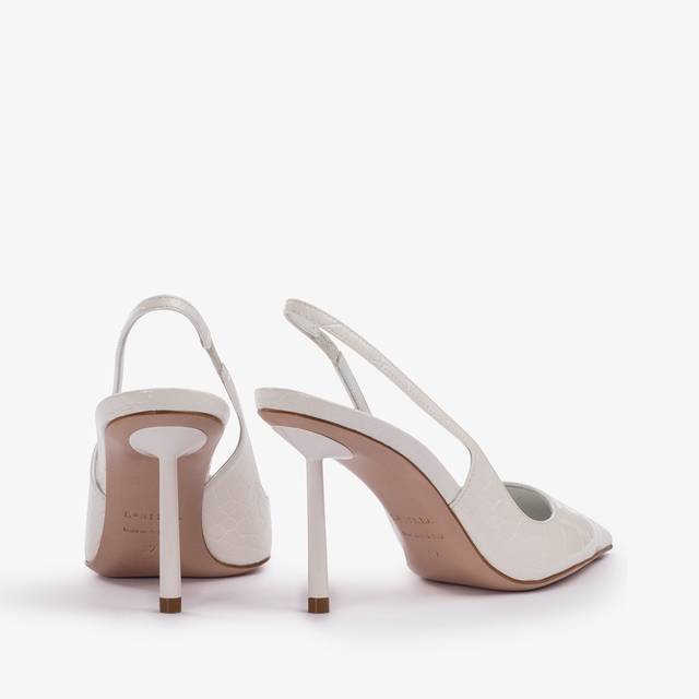 Le Silla Slingback stampa coccodrillo bianca carta In Linea