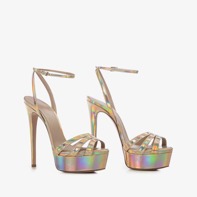 Le Silla Sandalo con plateau iridescente nude Qualità