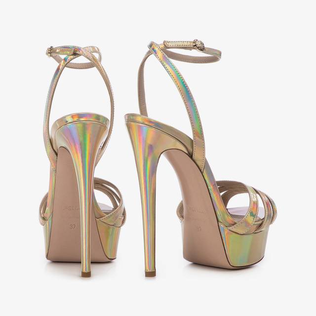 Le Silla Sandalo con plateau iridescente nude Qualità