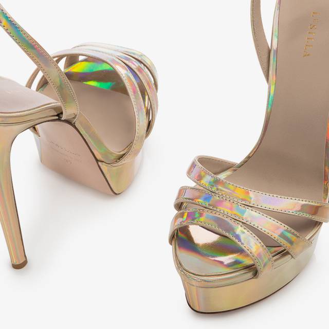 Le Silla Sandalo con plateau iridescente nude Qualità
