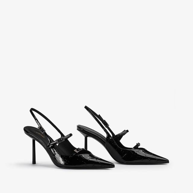 Le Silla Slingback con listini stampa coccodrillo nera Acquista Ora
