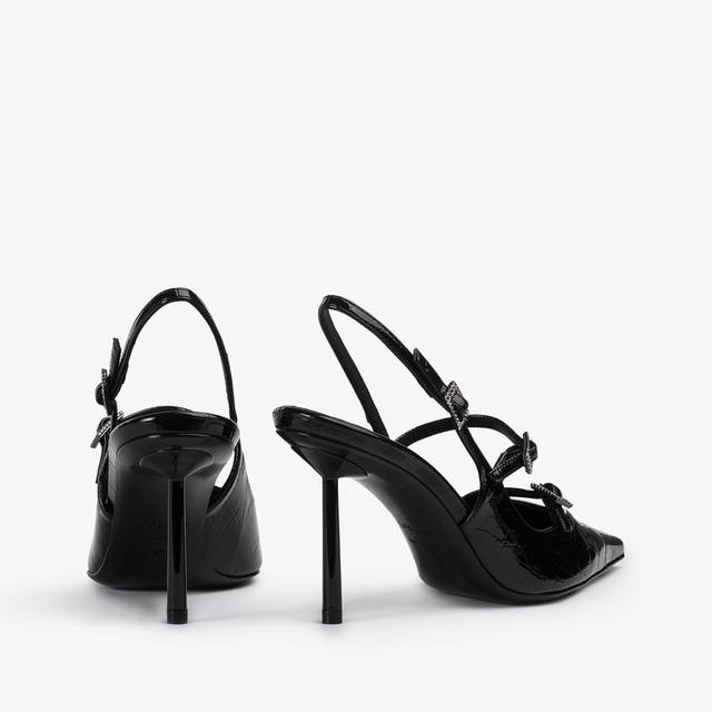 Le Silla Slingback con listini stampa coccodrillo nera Acquista Ora