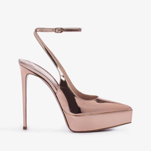 Le Silla Slingback con plateau metallizzata oro rosa Novità