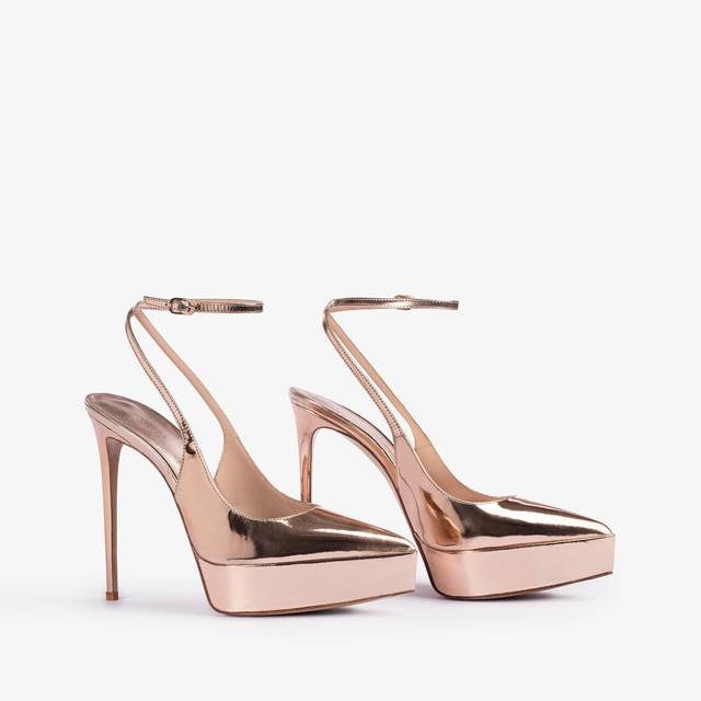 Le Silla Slingback con plateau metallizzata oro rosa Novità