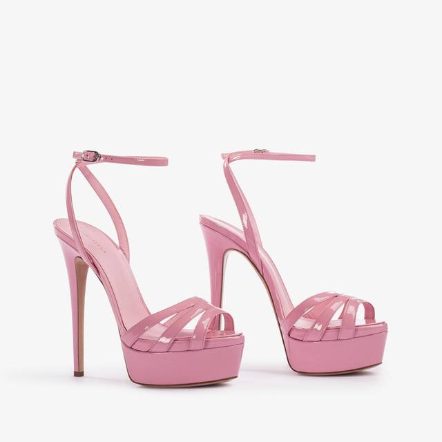 Le Silla Sandalo con plateau vernice rosa dea Italy