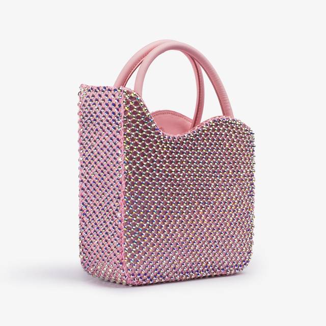 Le Silla Small bag raso rosa dea con Cristalli 2025