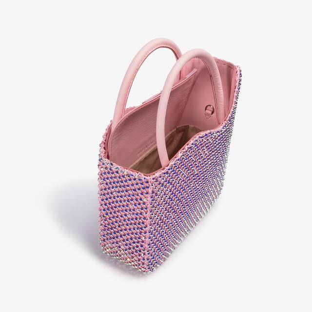 Le Silla Small bag raso rosa dea con Cristalli 2025