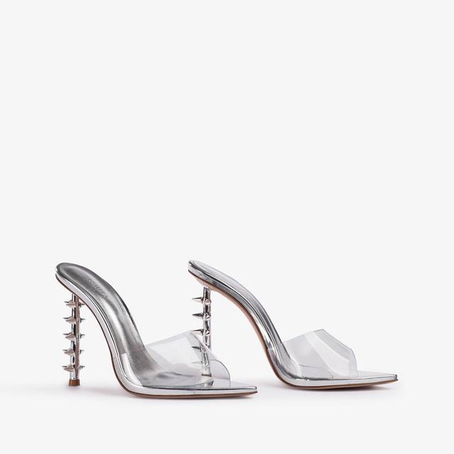 Le Silla Sandalo mule plexy argento con borchie Bestseller