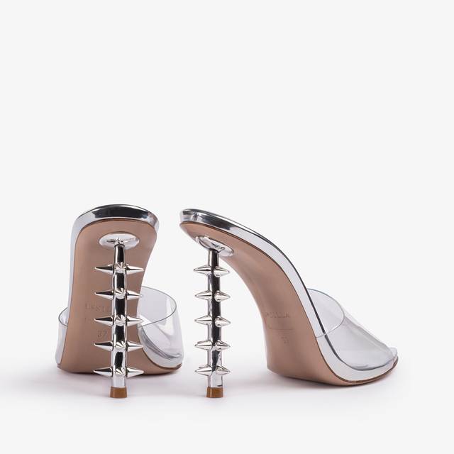 Le Silla Sandalo mule plexy argento con borchie Bestseller