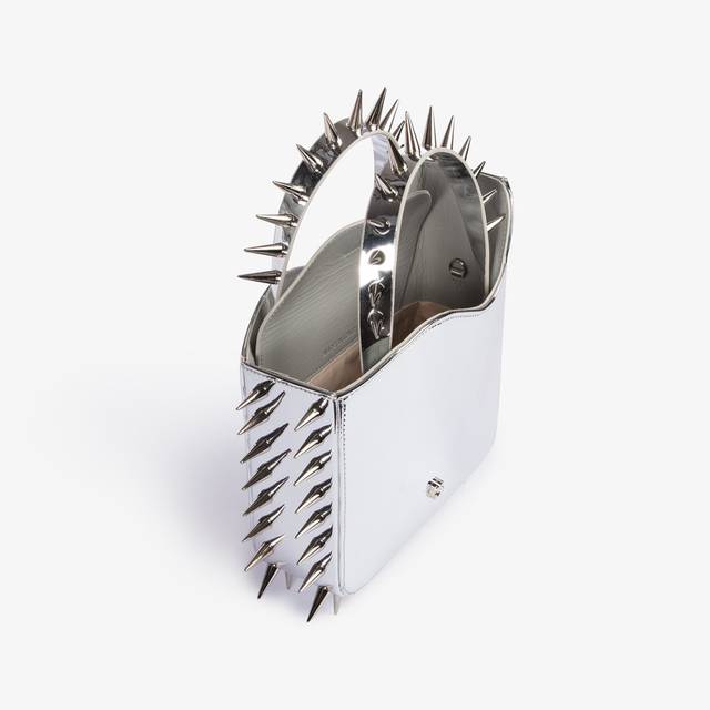 Le Silla Small bag metallizzata argento con borchie Promozione