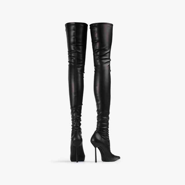 Le Silla Stivale sopra il ginocchio pelle vegan stretch nero Sconto