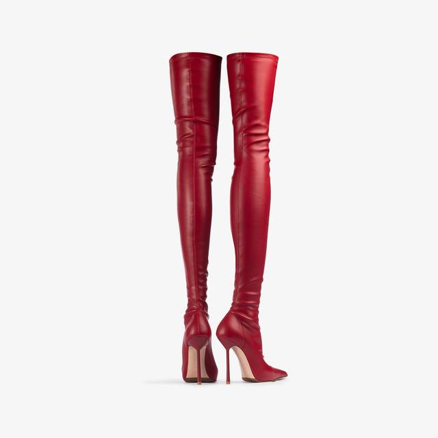 Le Silla Stivale sopra il ginocchio pelle vegan stretch rosso Economico