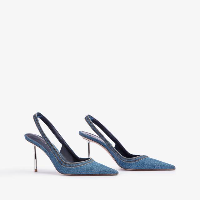 Le Silla Slingback denim blu In Vendita
