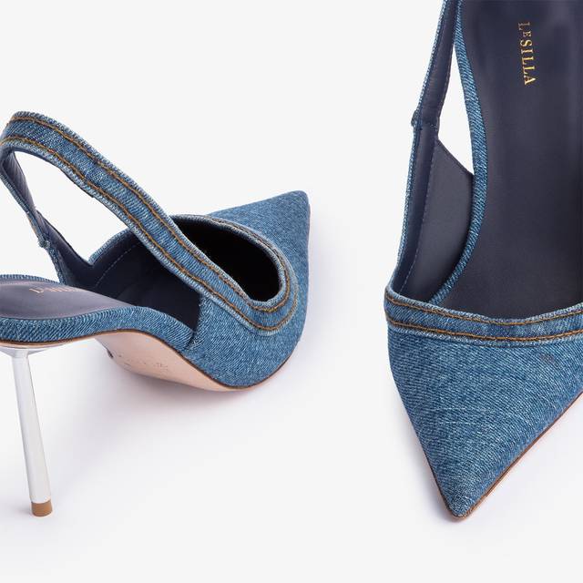 Le Silla Slingback denim blu In Vendita