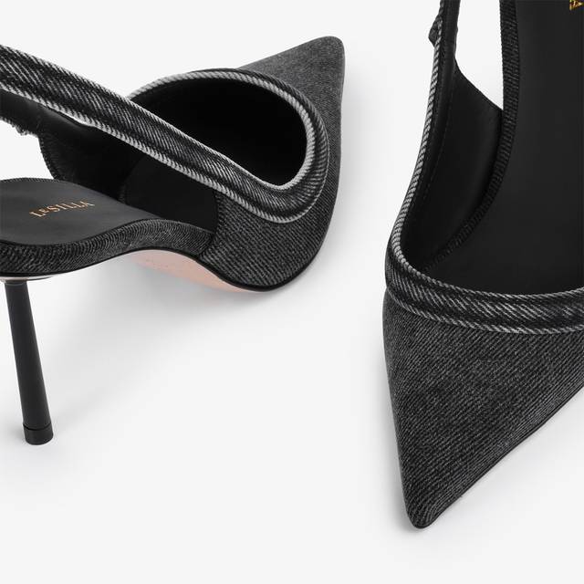 Le Silla Décolleté denim nera Saldi