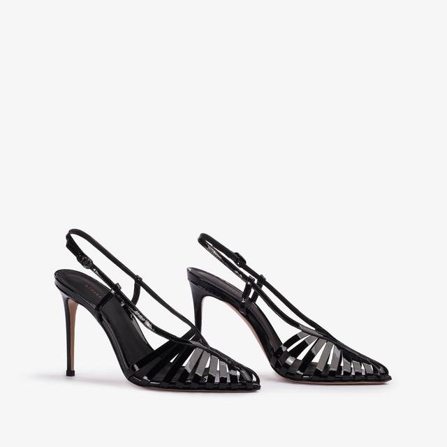 Le Silla Slingback con listini vernice nera Offerte