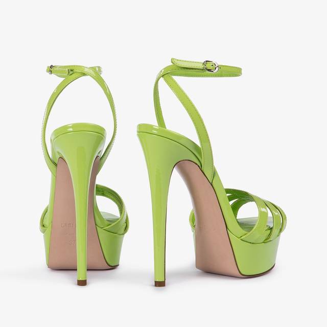Le Silla Sandalo con plateau vernice verde apple Saldi Di Fabbrica