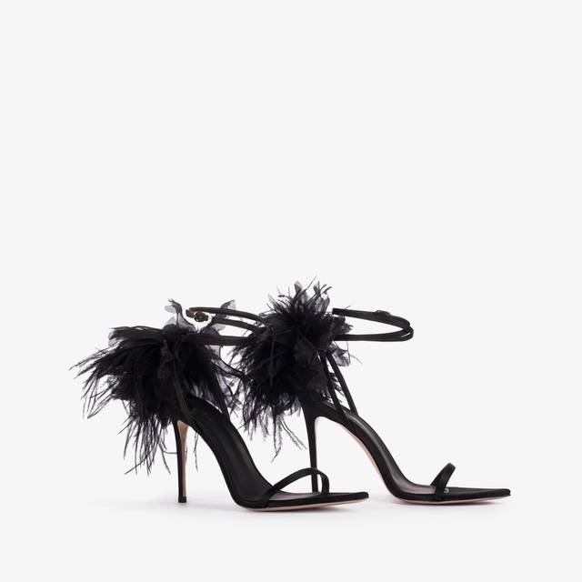 Le Silla Sandalo fiore raso nero 2025