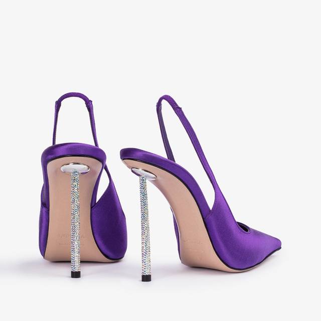 Le Silla Slingback raso viola kamala Nuovo