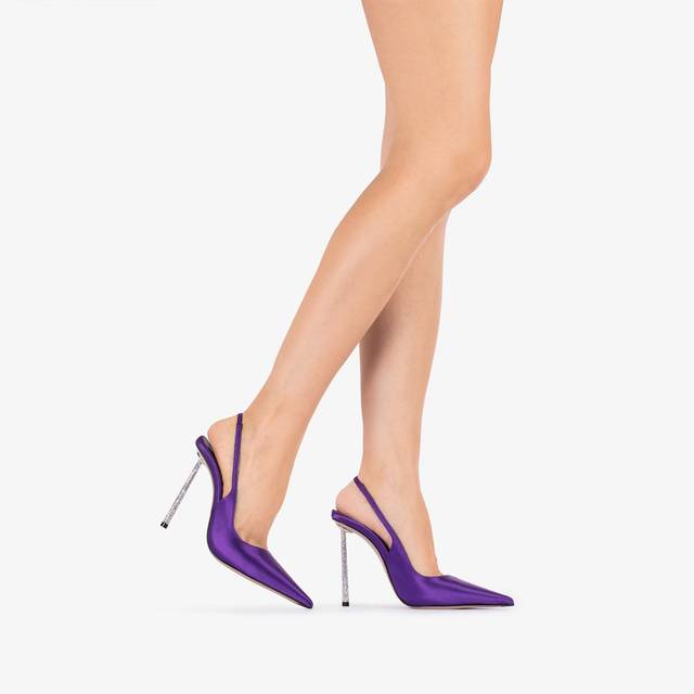 Le Silla Slingback raso viola kamala Nuovo