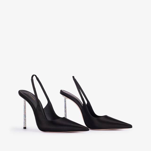 Le Silla Slingback raso nero Qualità