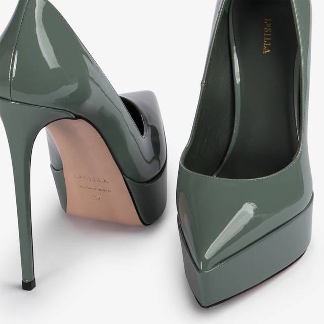 Le Silla Décolleté con plateau vernice verde polvere Affare Del Giorno