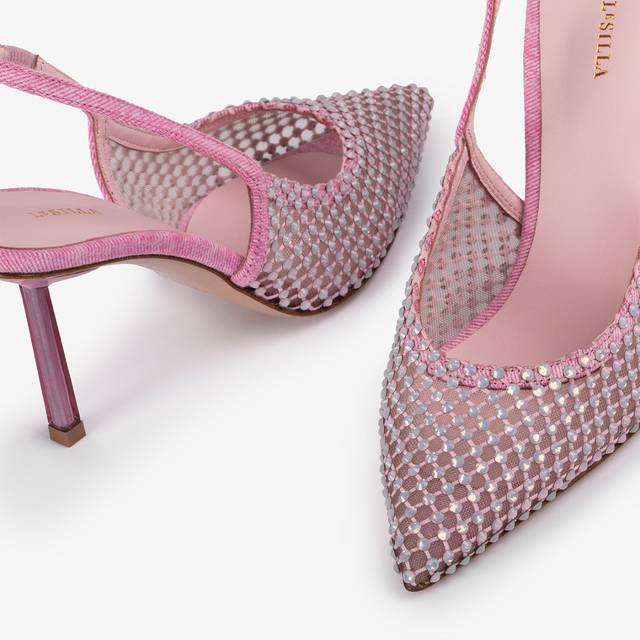 Le Silla Slingback gioiello rete denim rosa dea Outlet