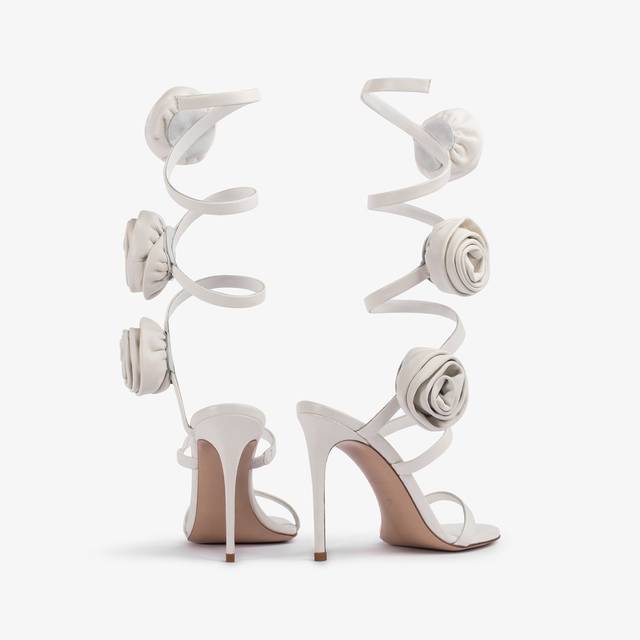 Le Silla Sandalo pelle bianco carta e rose Vendita
