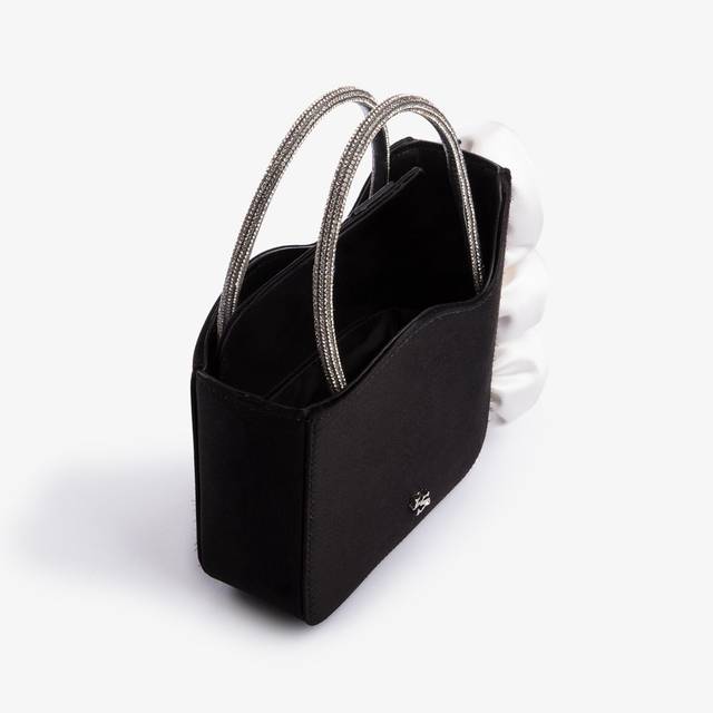 Le Silla Mini bag raso nero e Cristalli con rose Spedizione Gratuita