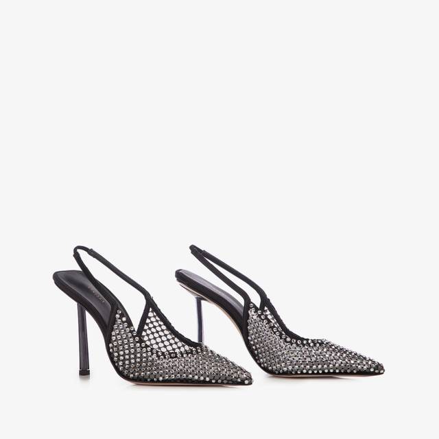 Le Silla Slingback gioiello rete nera Soddisfazione Garantita