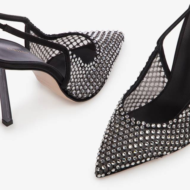Le Silla Slingback gioiello rete nera Soddisfazione Garantita
