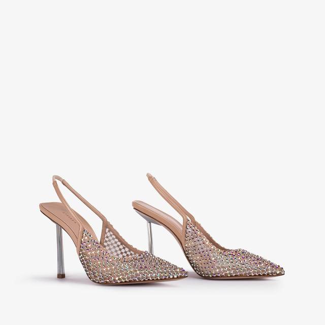 Le Silla Slingback gioiello rete nude skin Qualità Garantita