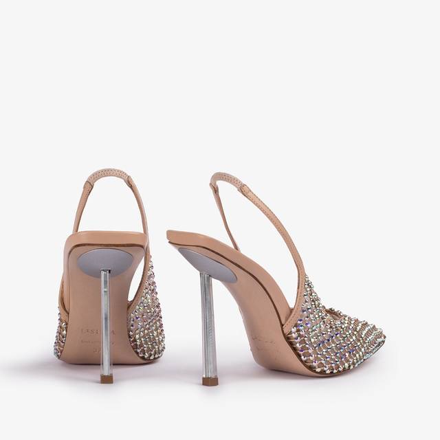 Le Silla Slingback gioiello rete nude skin Qualità Garantita