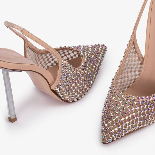 Le Silla Slingback gioiello rete nude skin Qualità Garantita
