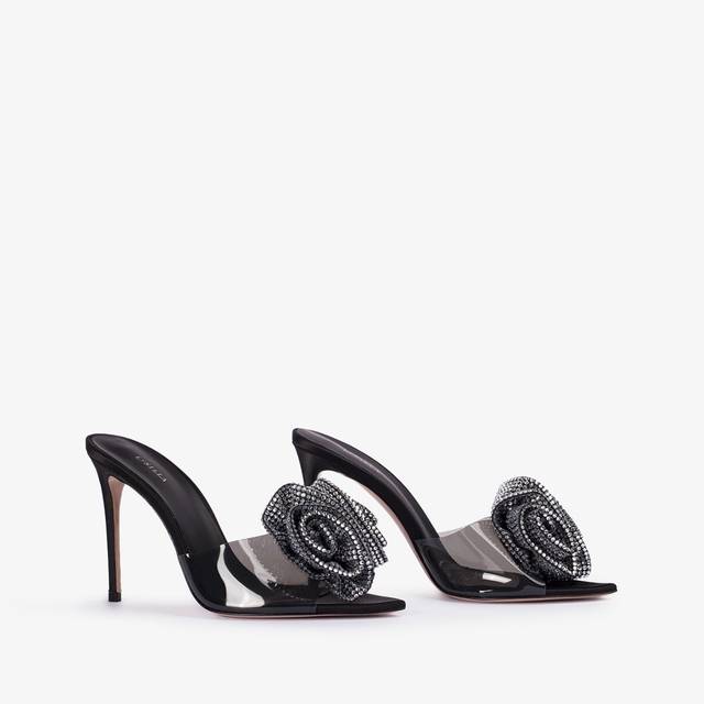 Le Silla Sandalo raso e plexy nero e Cristalli In Vendita