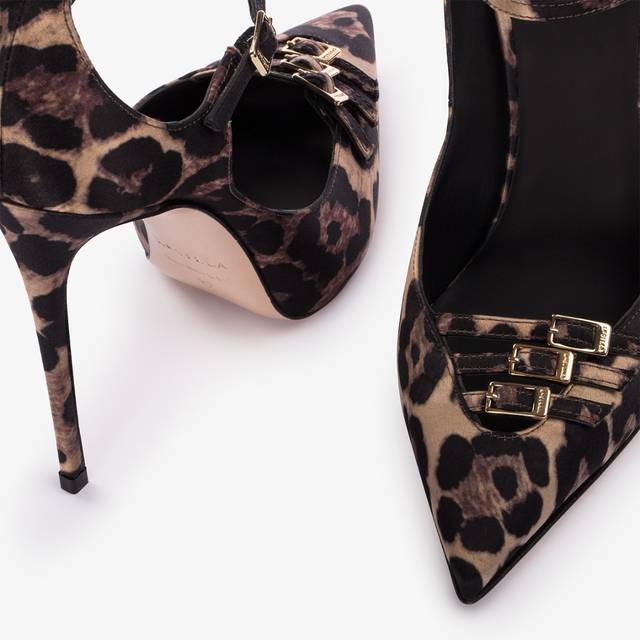 Le Silla Décolleté con listini raso stampa leopardata Comprane uno, ottenene uno gratis