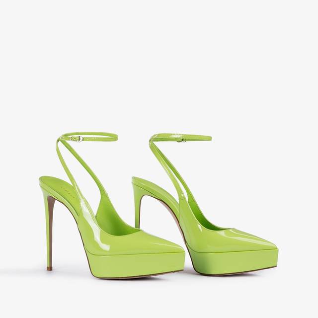 Le Silla Slingback con plateau vernice verde apple Spedizione Gratuita
