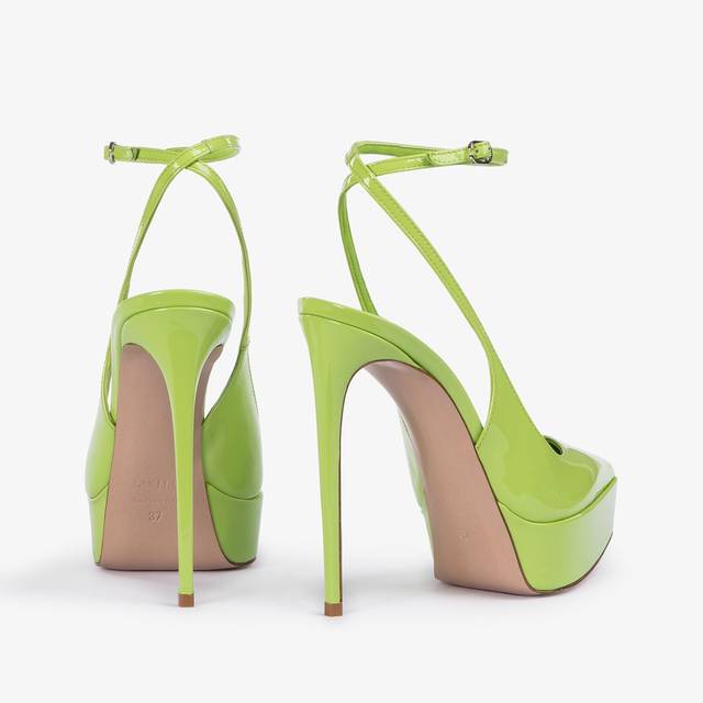 Le Silla Slingback con plateau vernice verde apple Spedizione Gratuita