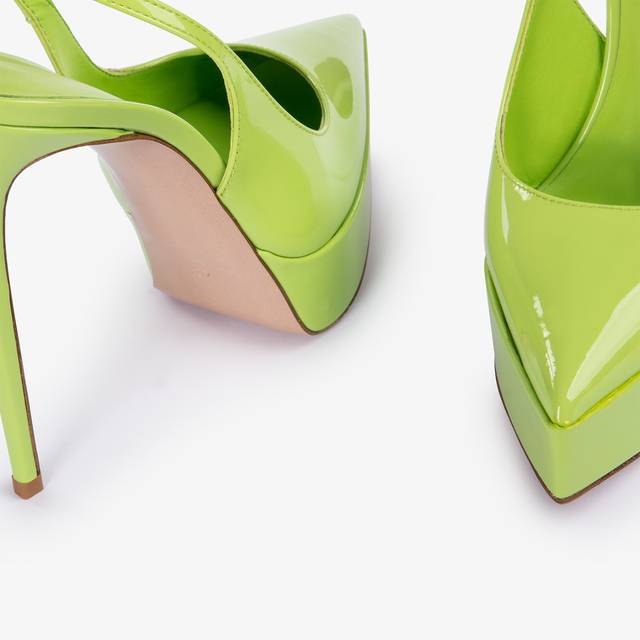 Le Silla Slingback con plateau vernice verde apple Spedizione Gratuita