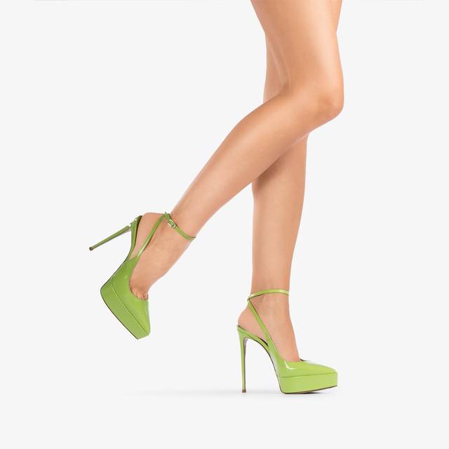 Le Silla Slingback con plateau vernice verde apple Spedizione Gratuita