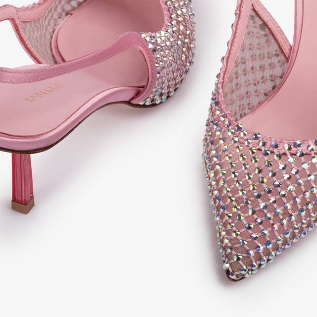 Le Silla Slingback gioiello rete rosa dea e Cristalli Negozi Online