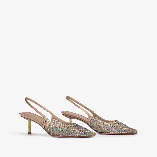 Le Silla Slingback gioiello rete oro e Cristalli iridescenti Acquista Ora