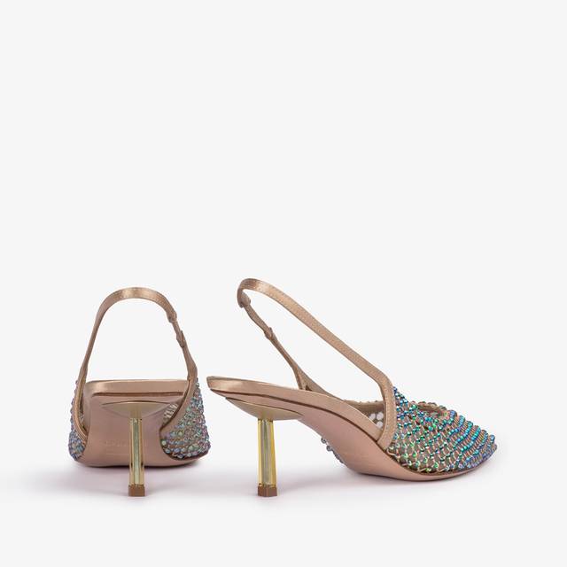 Le Silla Slingback gioiello rete oro e Cristalli iridescenti Acquista Ora