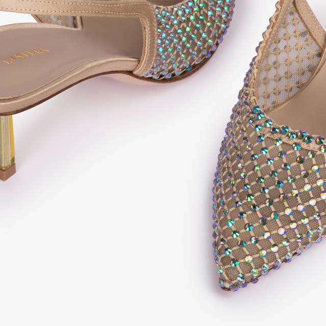 Le Silla Slingback gioiello rete oro e Cristalli iridescenti Acquista Ora