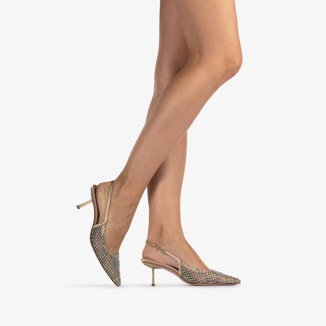 Le Silla Slingback gioiello rete oro e Cristalli iridescenti Acquista Ora